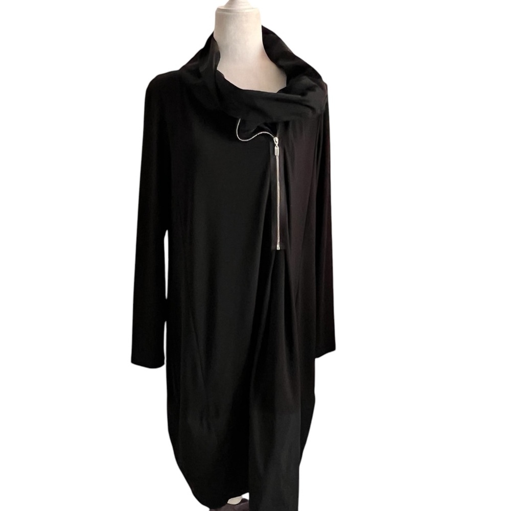 SCAPA Lauren Perre Zip Black Oversized Cowl Neck Dress L